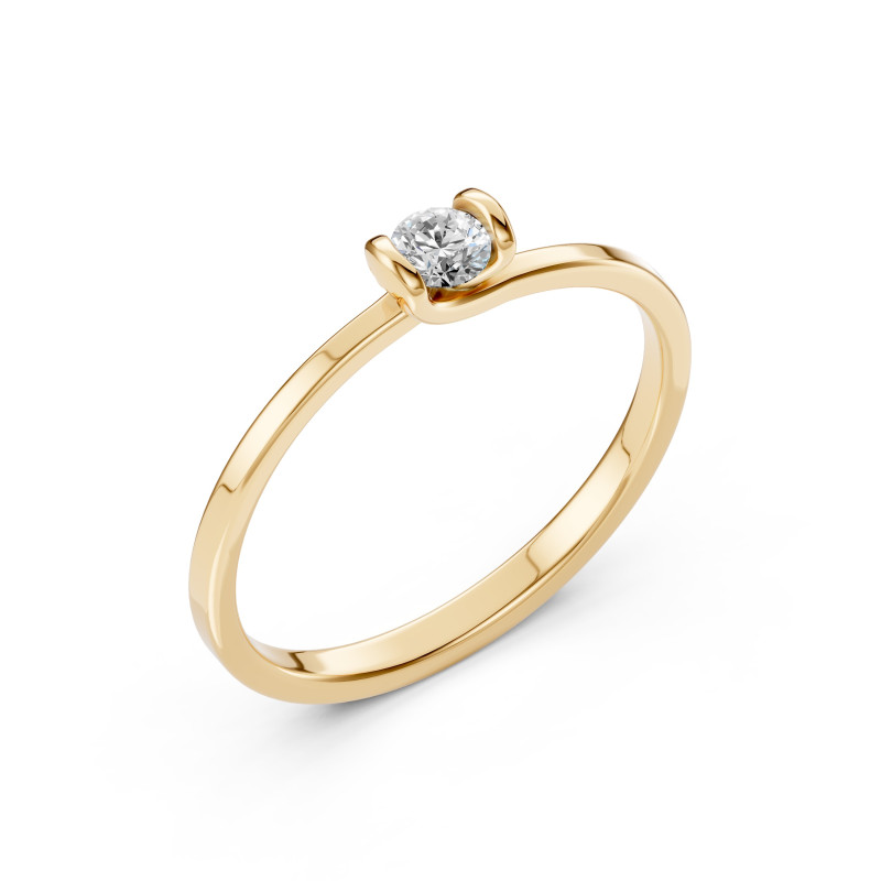 Pierścionek Soliter z diamentem 101-10016-Y-0.15 - Jubiler Sezam