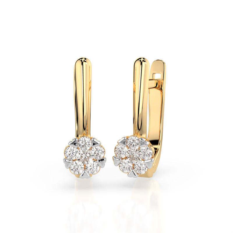 Kolczyki Iluzja z diamentami 102-10015/1-Y-0.06 - Jubiler Sezam