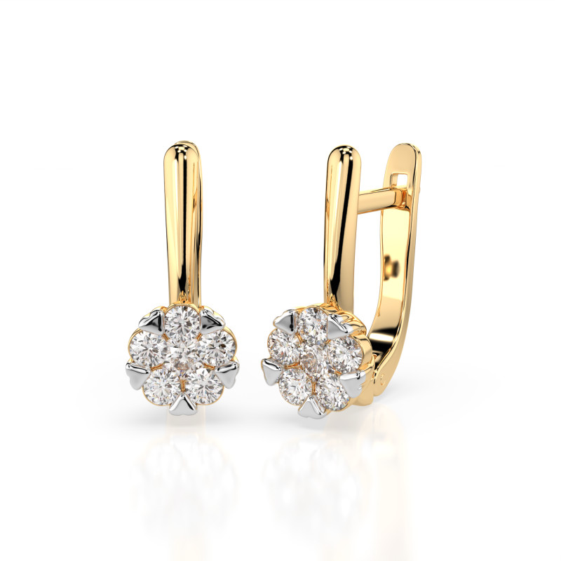 Kolczyki Iluzja z diamentami 102-10015/1-Y-0.12 - Jubiler Sezam