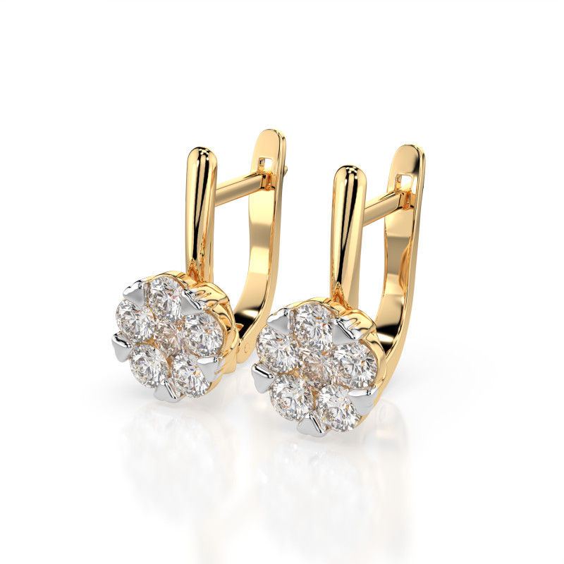 Kolczyki Iluzja z diamentami 102-10015/1-Y-0.3 - Jubiler Sezam