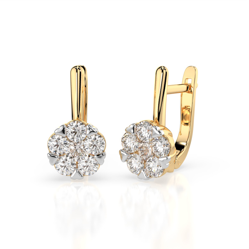 Kolczyki Iluzja z diamentami 102-10015/1-Y-0.3 - Jubiler Sezam