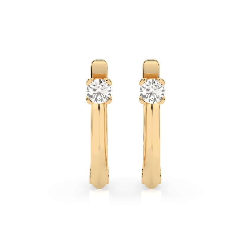 Kolczyki Soliter z angielskim zapięciem z diamentami 102-10089-Y-0.2