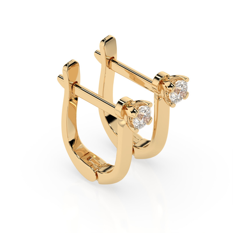 Kolczyki Soliter z angielskim zapięciem z diamentami 102-10089-Y-0.2
