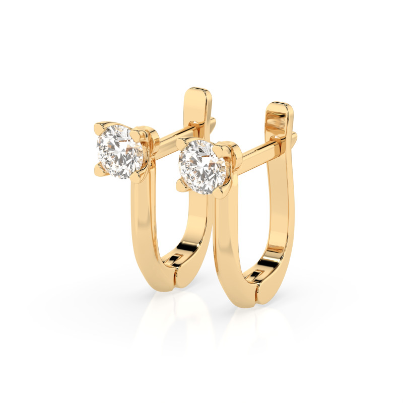 Kolczyki Soliter z angielskim zapięciem z diamentami 102-10089-Y-0.6