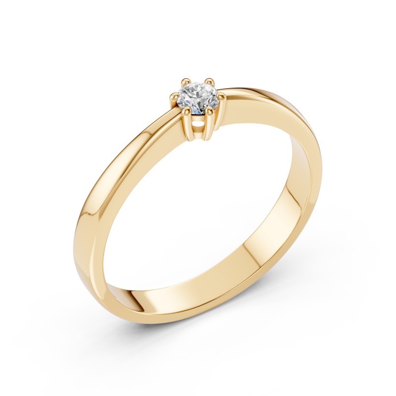Pierścionek Soliter z diamentem 101-10151-Y-0.1 - Jubiler Sezam
