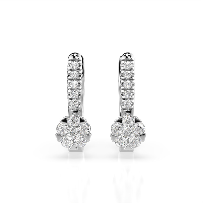 Kolczyki Iluzja z diamentami 102-10015/4-W-0.06 - Jubiler Sezam