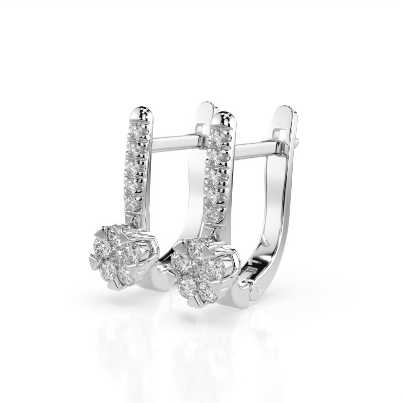 Kolczyki Iluzja z diamentami 102-10015/4-W-0.06 - Jubiler Sezam