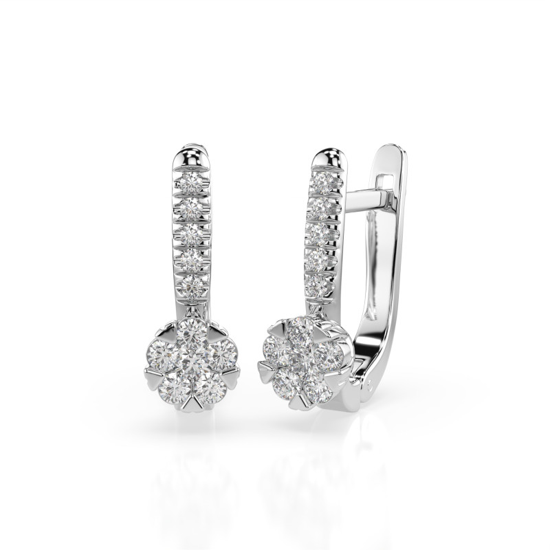 Kolczyki Iluzja z diamentami 102-10015/4-W-0.06 - Jubiler Sezam