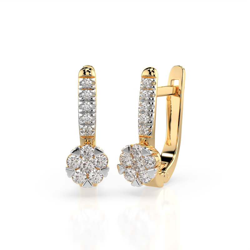 Kolczyki Iluzja z diamentami 102-10015/4-Y-0.06 - Jubiler Sezam