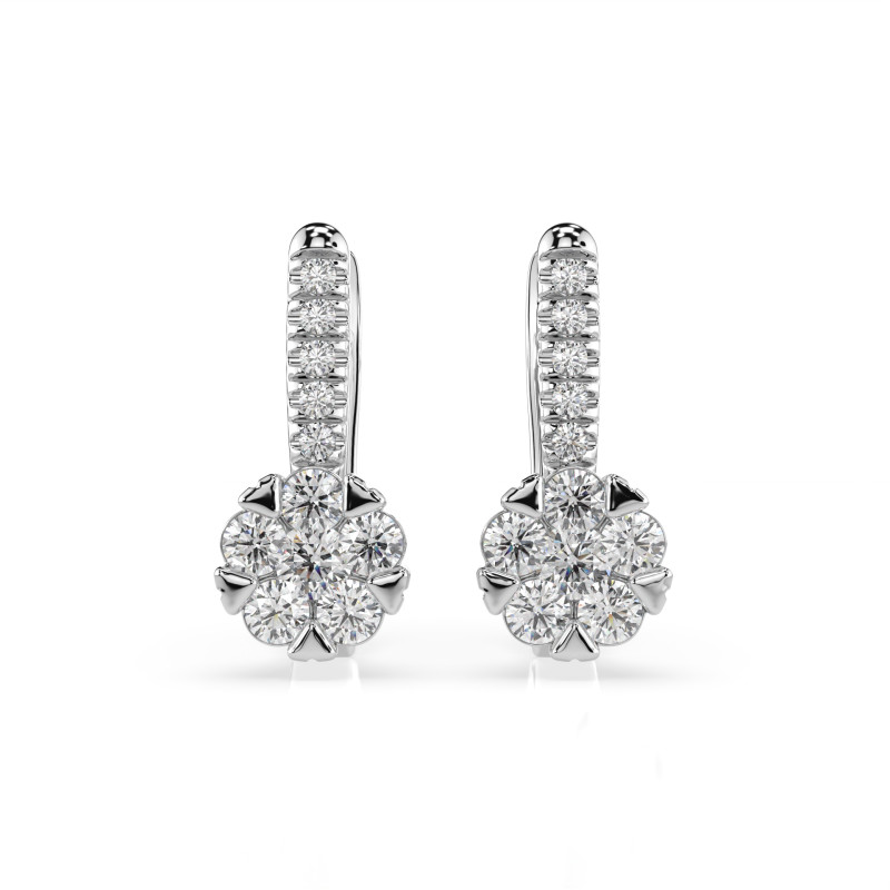 Kolczyki Iluzja z diamentami 102-10015/4-W-0.12 - Jubiler Sezam