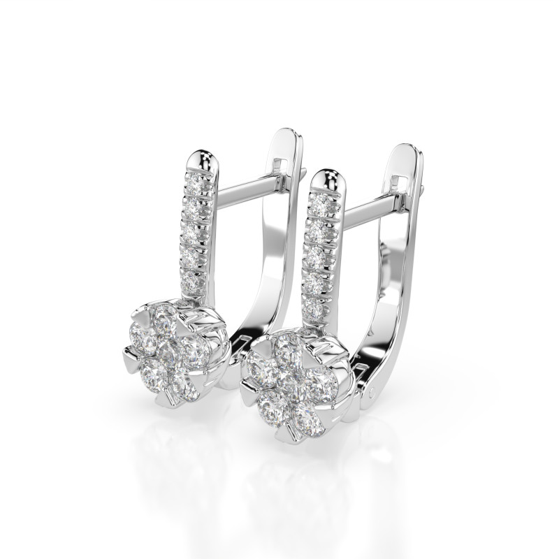 Kolczyki Iluzja z diamentami 102-10015/4-W-0.12 - Jubiler Sezam