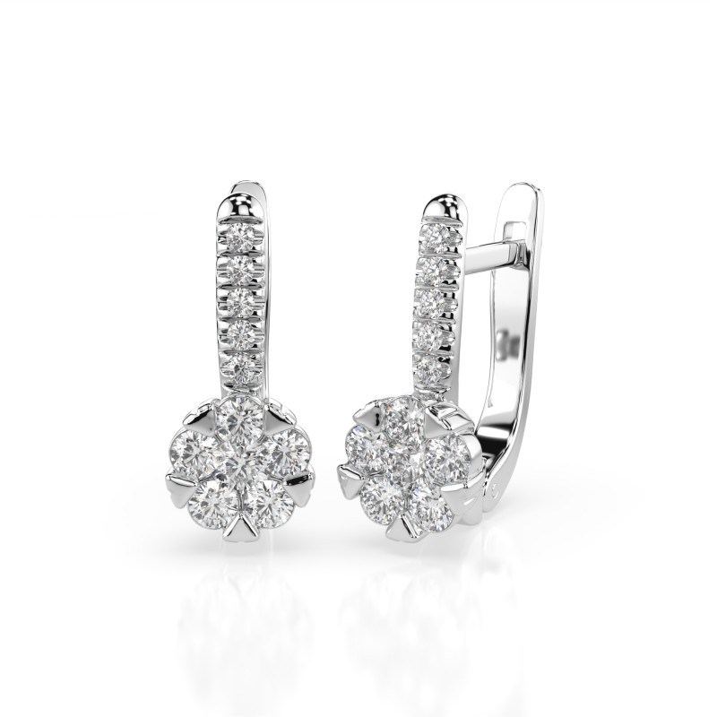 Kolczyki Iluzja z diamentami 102-10015/4-W-0.12 - Jubiler Sezam