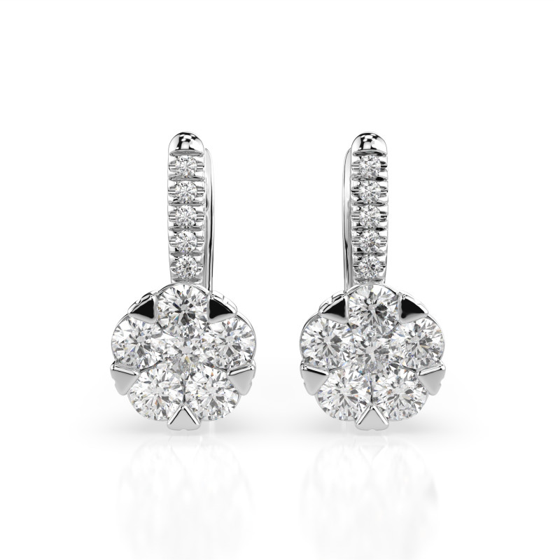 Kolczyki Iluzja z diamentami 102-10015/4-W-0.3 - Jubiler Sezam