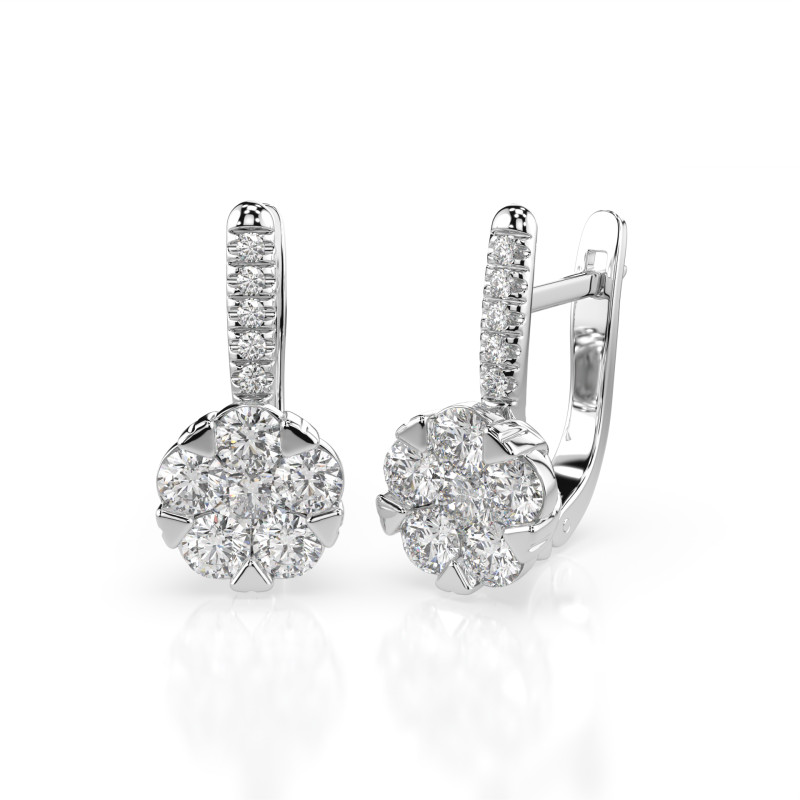 Kolczyki Iluzja z diamentami 102-10015/4-W-0.3 - Jubiler Sezam