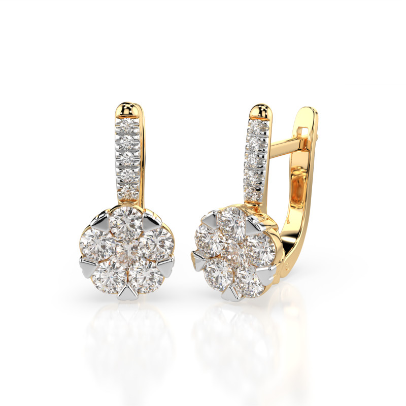 Kolczyki Iluzja z diamentami 102-10015/4-Y-0.3 - Jubiler Sezam