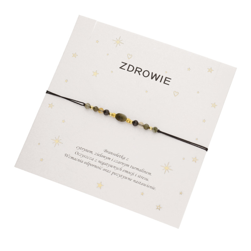 Bransoletka sznutkowa Zdrowie z fasetowanymi kamieniami, srebro 925 koloru złotego