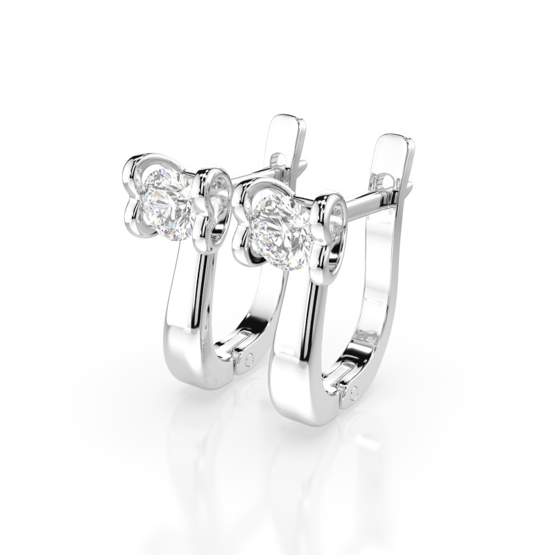 Kolczyki Soliter z angielskim zapięciem z diamentami 102-10013-W-0.5