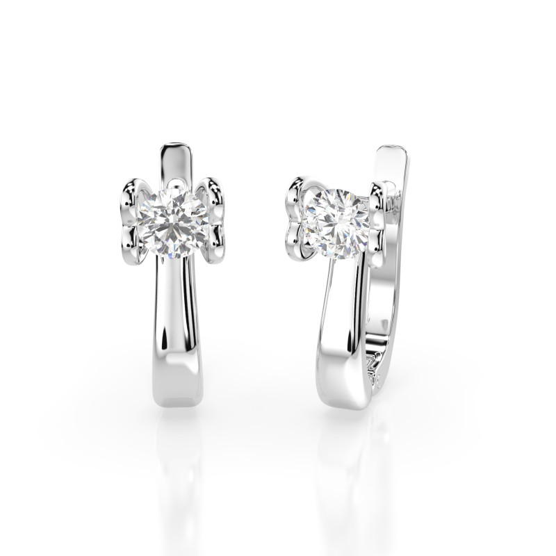 Kolczyki Soliter z angielskim zapięciem z diamentami 102-10013-W-0.5