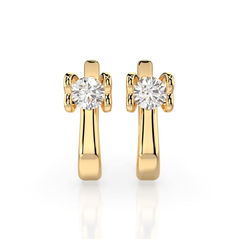 Kolczyki Soliter z angielskim zapięciem z diamentami 102-10013-Y-0.5