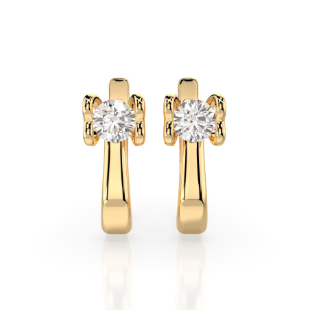 Kolczyki Soliter z angielskim zapięciem z diamentami 102-10013-Y-0.5