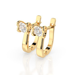 Kolczyki Soliter z angielskim zapięciem z diamentami 102-10013-Y-0.5