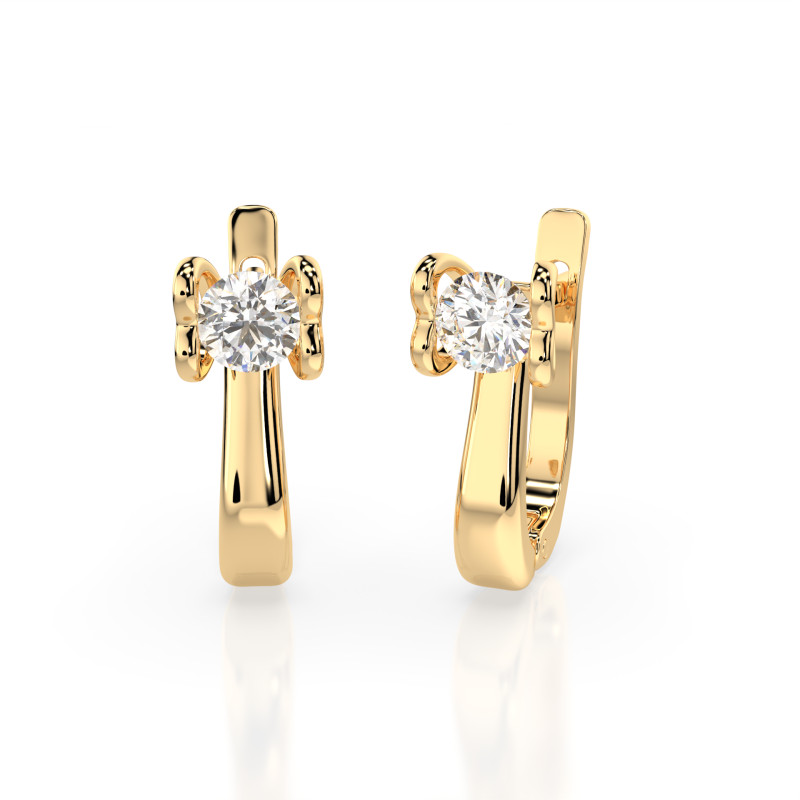 Kolczyki Soliter z angielskim zapięciem z diamentami 102-10013-Y-0.5