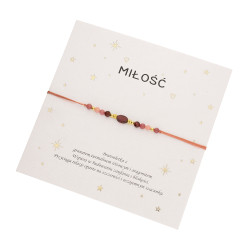 Bransoletka sznurkowa Miłość z fasetowanymi kamieniami, srebro 925 koloru złotego