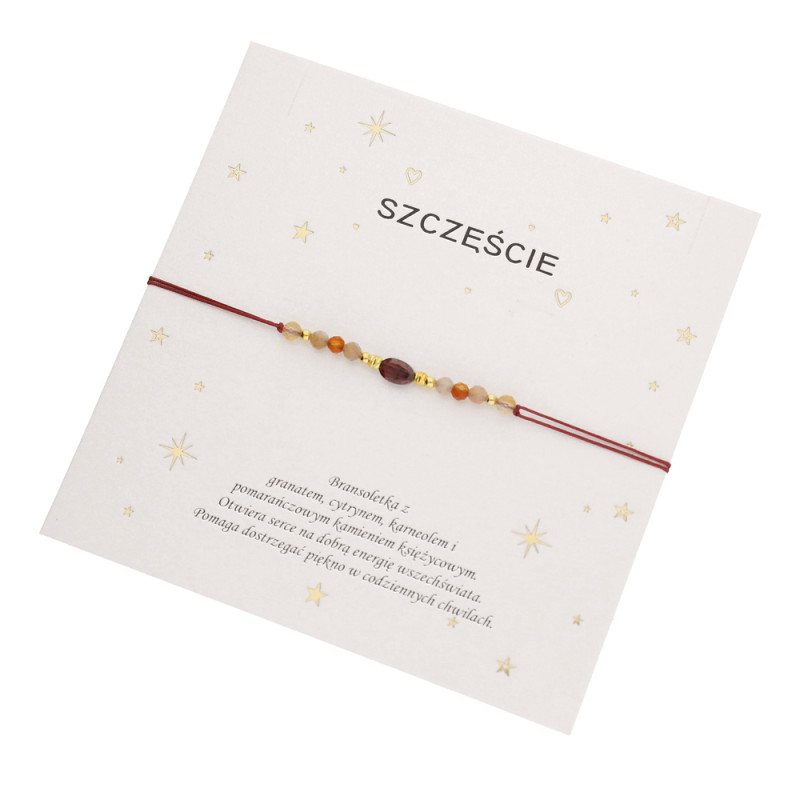 Bransoletka sznurkowa Szczęście z fasetowanymi kamieniami, srebro 925 koloru złotego