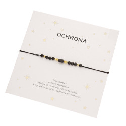 Bransoletka sznurkowa Ochrona z czarnym turmalinem, srebro 925 koloru złotego