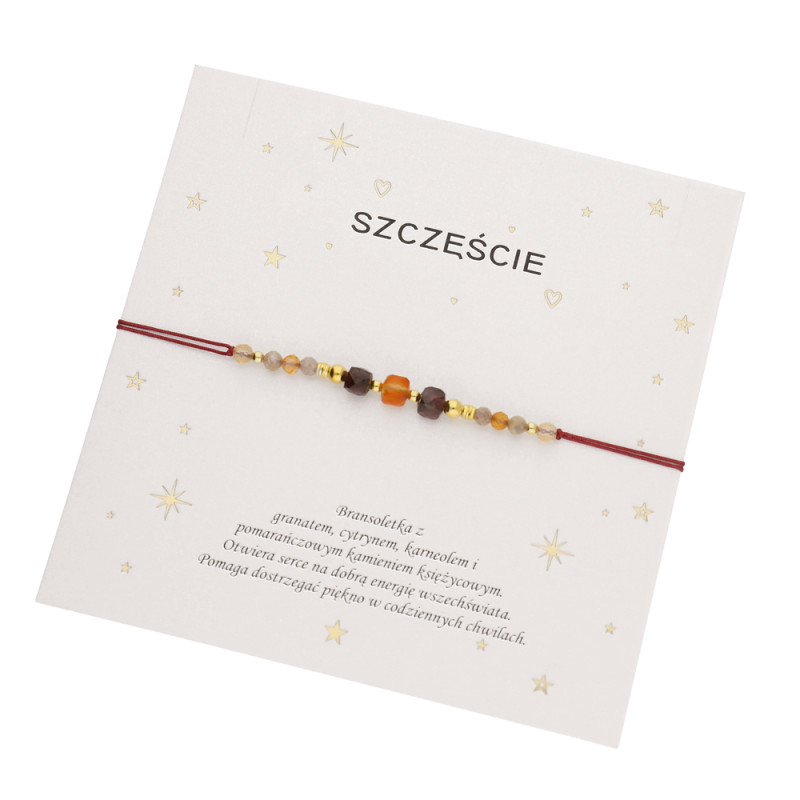 Bransoletka sznurkowa Szczęście z kamieniami fasetowanymi, srebro 925 koloru złotego