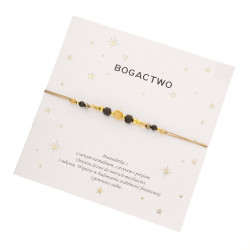 Bransoletka sznurkowa Bogactwo z fasetowanymi kamieniami, srebro 925 koloru złotego