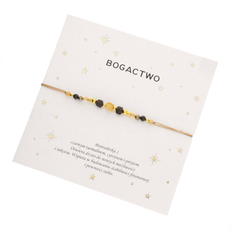 Bransoletka sznurkowa Bogactwo z fasetowanymi kamieniami, srebro 925 koloru złotego