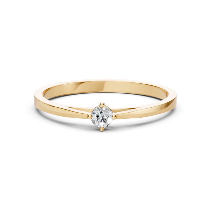 Pierścionek Soliter z diamentem 101-10125-Y-0.1 - Jubiler Sezam