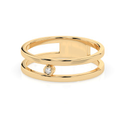 Pierścionek Minimalizm z diamentem 101-10064-Y-0.02 - Jubiler Sezam