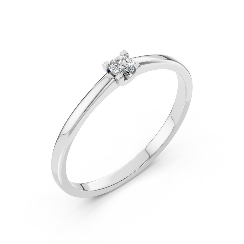 Pierścionek Soliter z diamentem 101-10117-W-0.1 - Jubiler Sezam