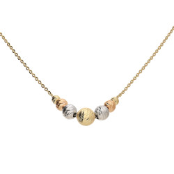 Naszyjnik w trzech kolorach złota 14 karat z diamentowanymi kulkami