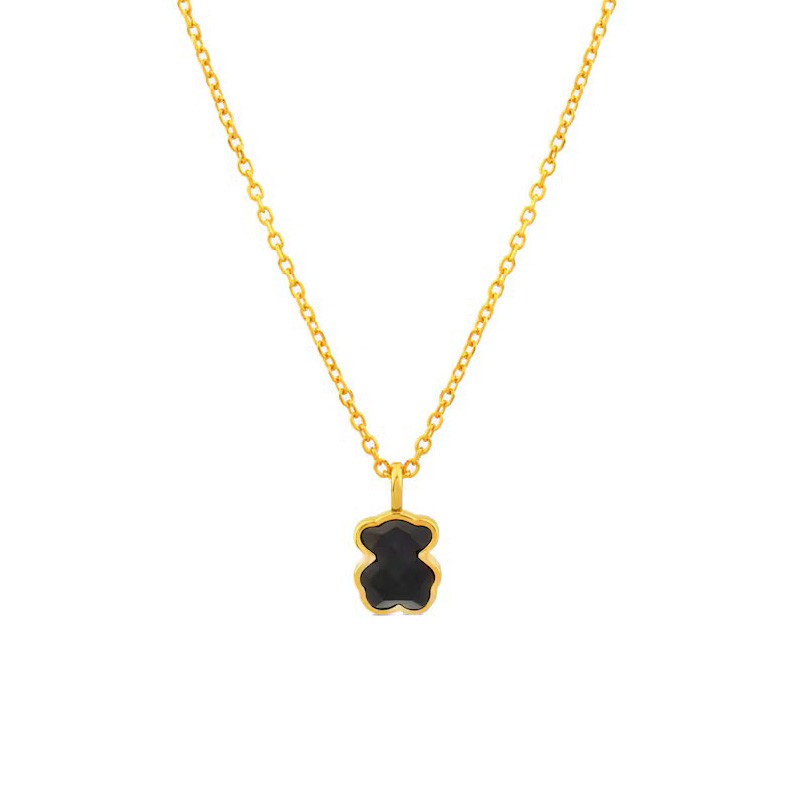 Naszyjnik TOUS z żółtego srebra z zawieszką z fasetowanego onyksu