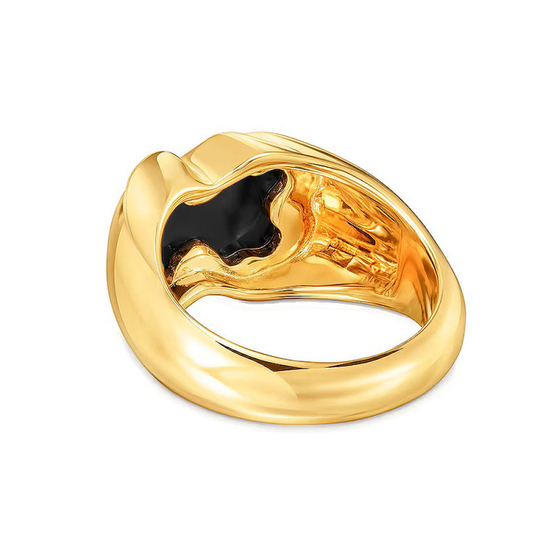 Pierścionek ze srebra pokrytego 18-karatowym złotem z motywem misia z onyksu TOUS Icon Color