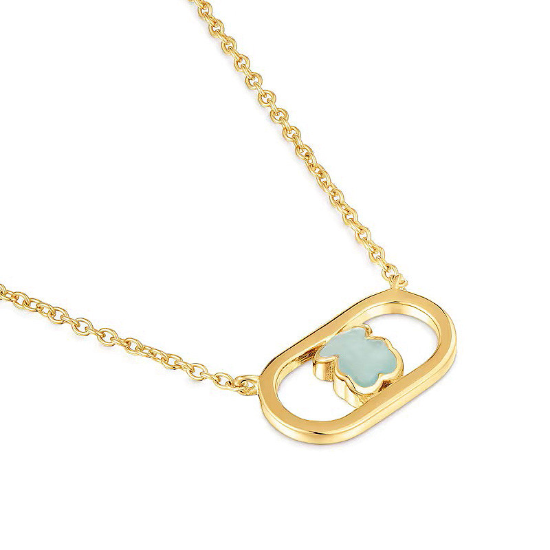 Naszyjnik ze srebra powlekanego złotem 18-karatowym z amazonitem TOUS Camille