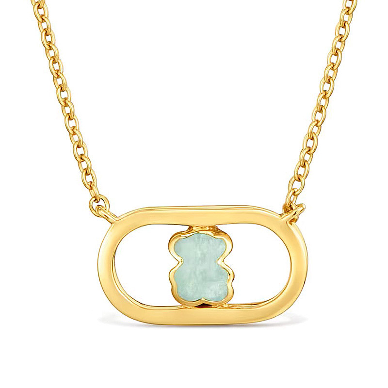 Naszyjnik ze srebra powlekanego złotem 18-karatowym z amazonitem TOUS Camille