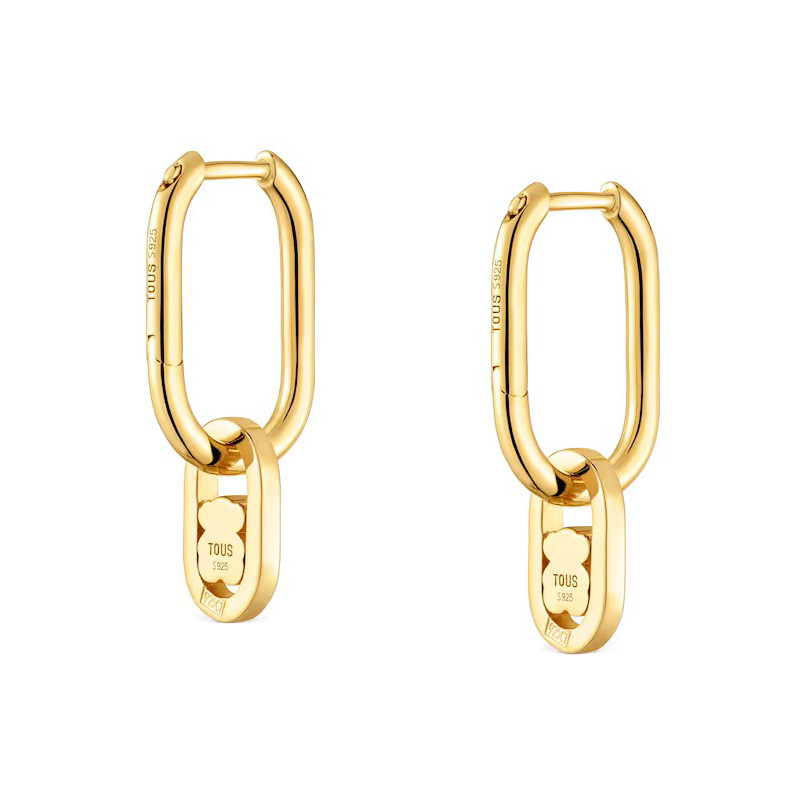 Kolczyki kreolki ze srebra powlekanego złotem 18-karatowym z amazonitem TOUS Camille