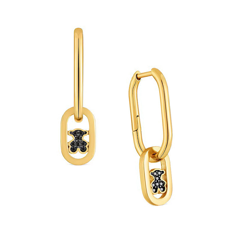 Kolczyki kreolki ze srebra powlekanego złotem 18-karatowym ze spinelami TOUS Camille