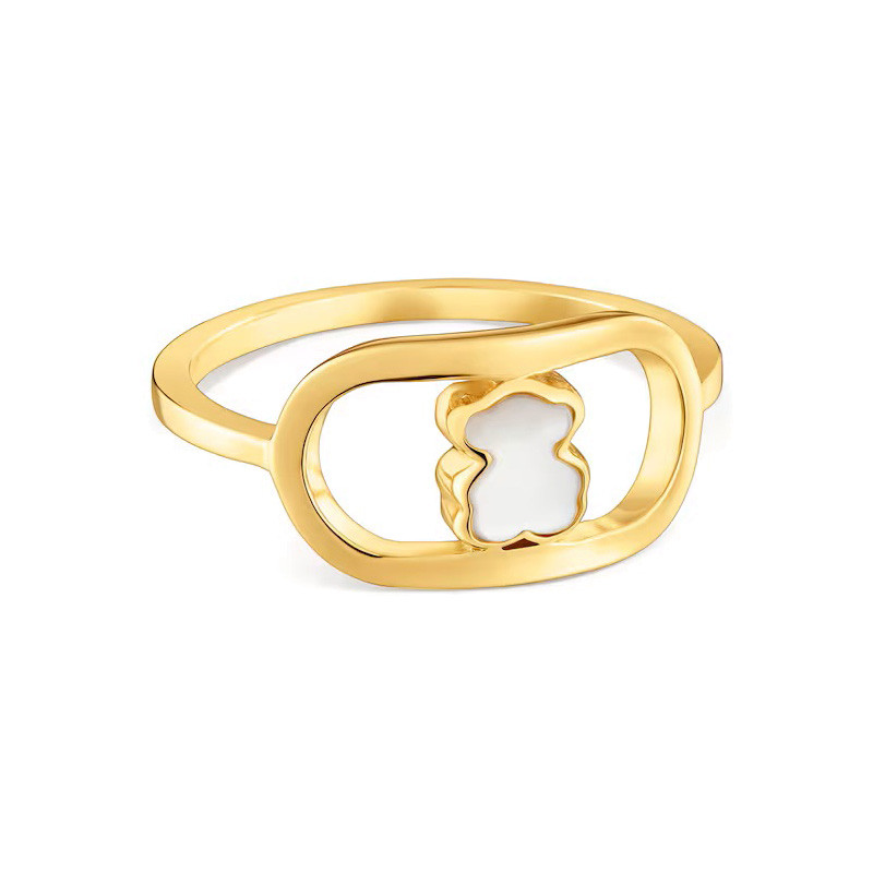 Pierścionek ze srebra powlekanego złotem 18-karatowym z masą perłową TOUS Camille