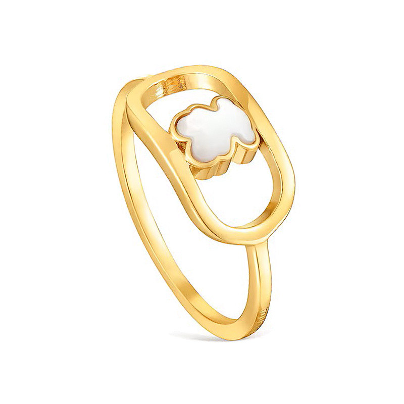 Pierścionek ze srebra powlekanego złotem 18-karatowym z masą perłową TOUS Camille