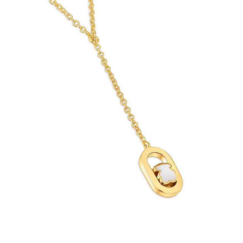 Naszyjnik ze srebra powlekanego złotem 18-karatowym z masą perłową TOUS Camille