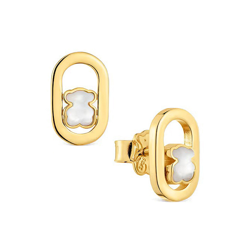 Kolczyki ze srebra powlekanego złotem 18-karatowym z masą perłową TOUS Camille