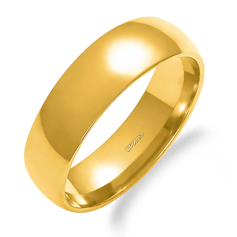 Obrączka ślubna ze złota 585, półokrągła 6 mm