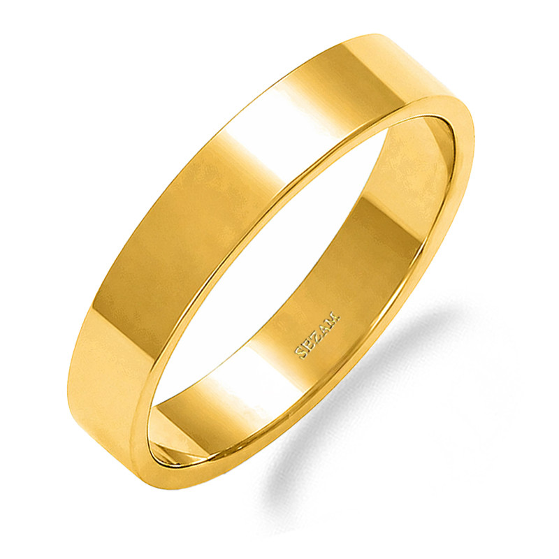Obrączka ślubna ze złota 585, płaska 4 mm