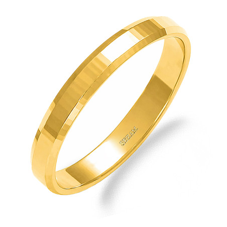 Obrączka ślubna ze złota 585, prosta taflowana 3 mm
