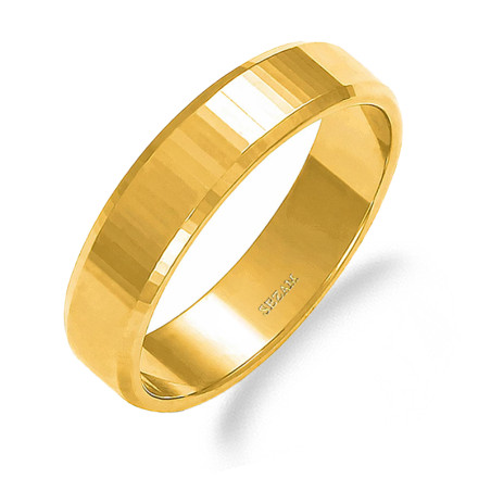 Obrączka ślubna ze złota 585, prosta taflowana 4 mm